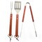 Norpro Stainless Steel and Wood 3 Piece BBQ Set with Spatula, Tongs, and Fork